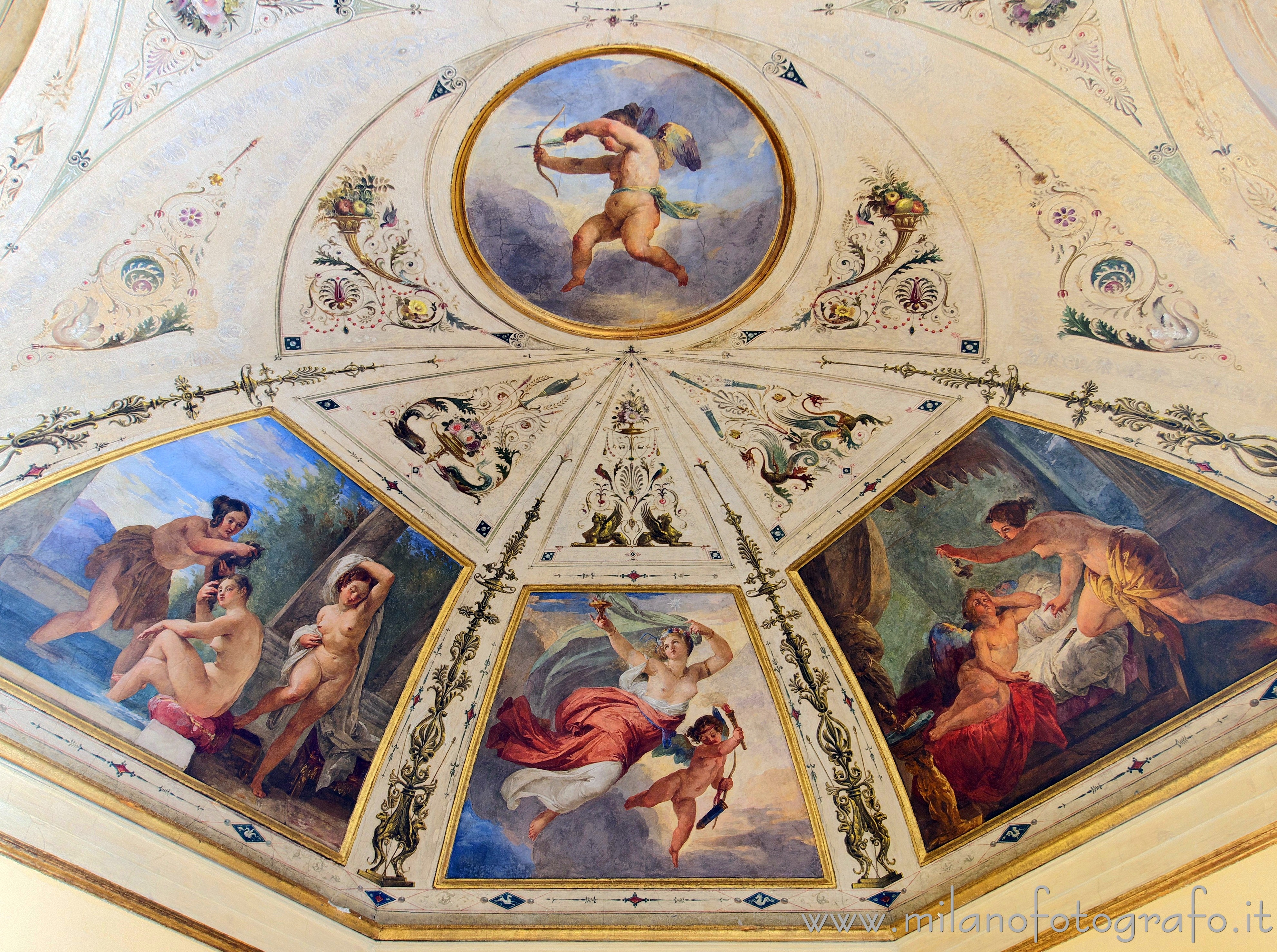 Milan (Italy) - Detail of the ceiling of the second boudoir of Palazzo Serbelloni